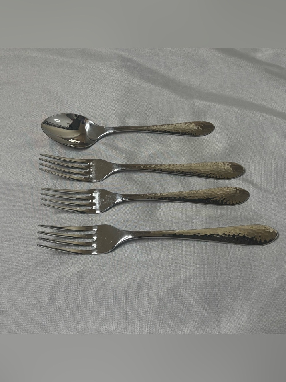 Ginkgo Lafayette Stainless Flatware 4 Pc Salad Dinner Fork Teaspoon Hammered